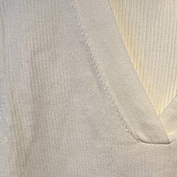 Anthropologie Maeve Ribbed Long Sleeve‎ V Neck Sweater Ivory Cream Size Large - Picture 5 of 5